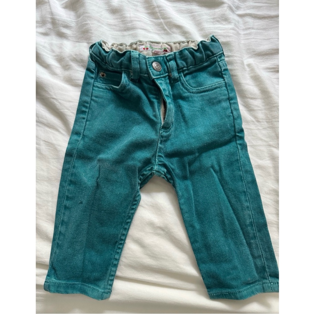 Bonpoint Teal Denim Jeans Size 6 Months